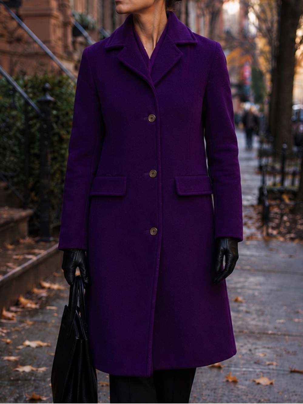 VTG 90s DONNA KARAN Angora Rabbit Blend Overcoat Women’s M Purple Silk Lined